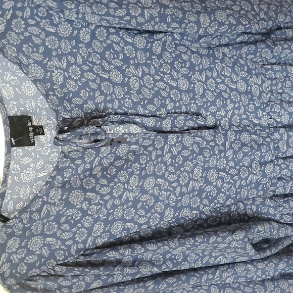 Wallpapher Blue Floral Tired Gathered Slv Sz. XXL Dress - Picture 11 of 13